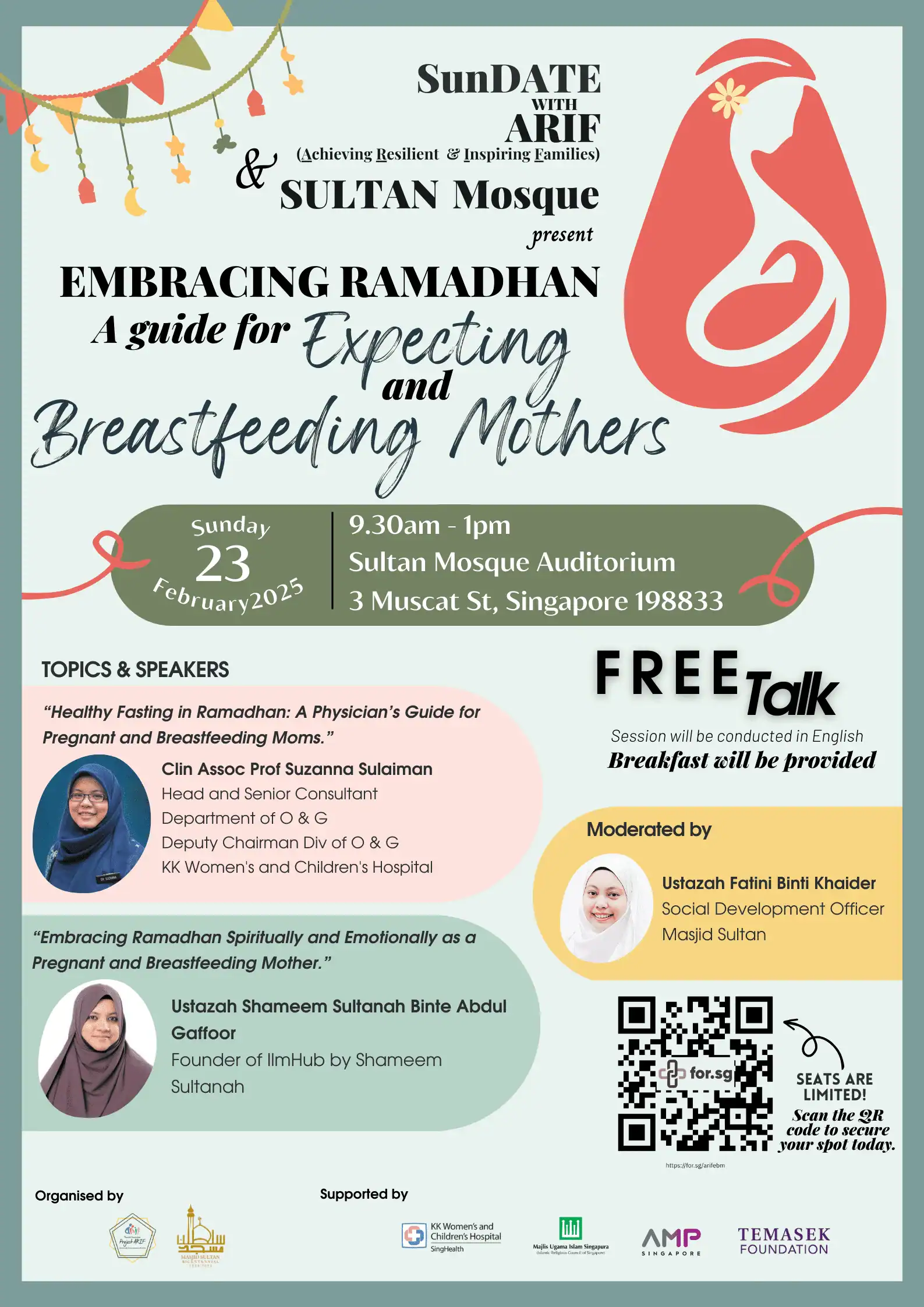 Empowering mothers during Ramadan: Free talk on breastfeeding, fasting, and spiritual resilience at Sultan Mosque.