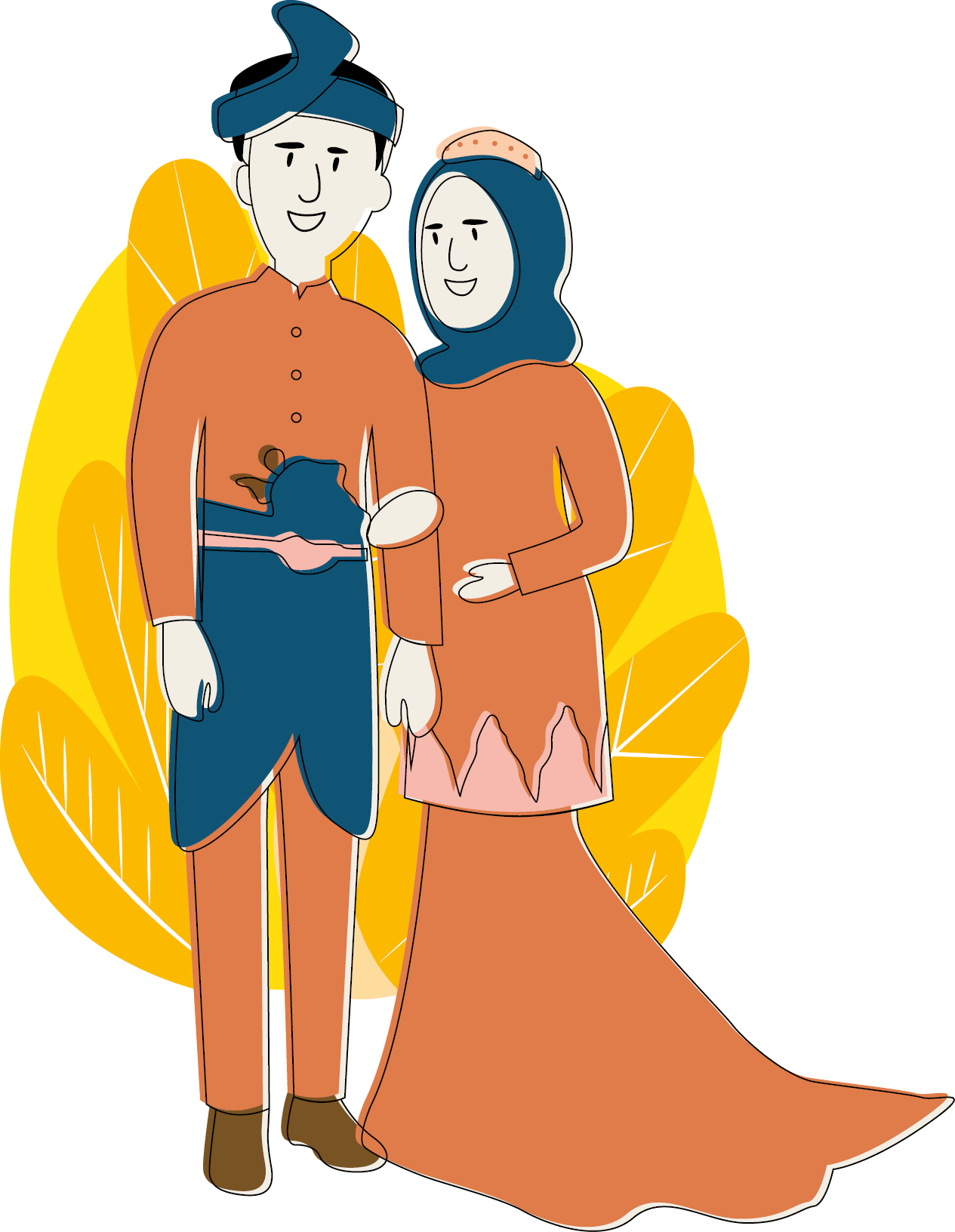 Elegant couple in traditional attire representing Project Arif, aiming to promote cultural heritage and community projects.