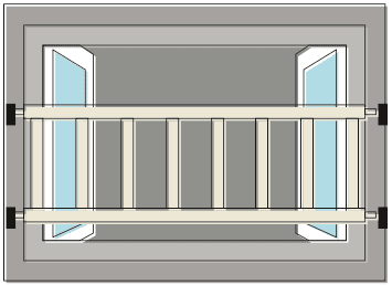 Top view of a loft hatch ladder.