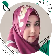 Woman in purple hijab with floral design